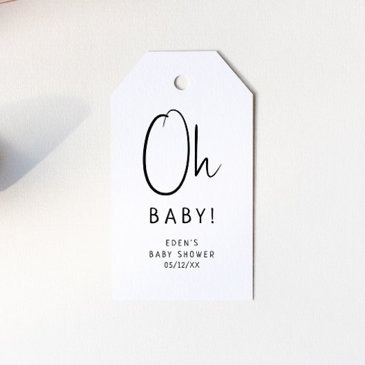 Eenvoudig Modern Neutral Oh Baby! Baby Shower Cadeaulabel
