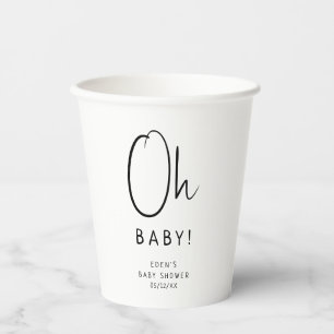 Eenvoudig Modern Neutral Oh Baby! Baby Shower Papieren Bekers