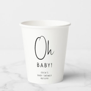 Eenvoudig Modern Neutral Oh Baby! Baby Shower Papieren Bekers