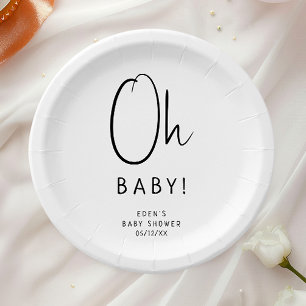 Eenvoudig Modern Neutral Oh Baby! Baby Shower Papieren Bordje