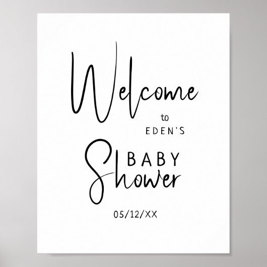 Eenvoudig Modern Neutral Welcome Baby shower Poster (Voorkant)