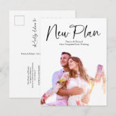 Eenvoudig modern, nieuw plan-huwelijk uitgesteld briefkaart (Voorkant / Achterkant)