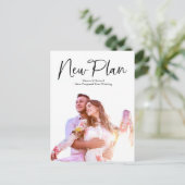 Eenvoudig modern, nieuw plan-huwelijk uitgesteld briefkaart (Staand voorkant)