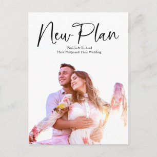 Eenvoudig Modern Nieuwe Plan Huwelijk Uitgesteld Briefkaart