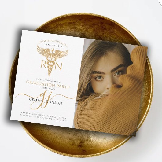 Eenvoudig Modern Nurse Graduation Party Gold Scrip Kaart