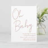 Eenvoudig Modern Oh Baby Blush Roos Baby shower Kaart (Staand voorkant)