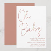 Eenvoudig Modern Oh Baby Blush Roos Baby shower Kaart (Voorkant / Achterkant)