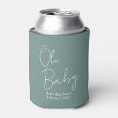 Eenvoudig Modern Oh Baby Sage Groen Baby shower Blikjeskoeler (Blikje Voorkant)