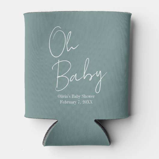 Eenvoudig Modern Oh Baby Sage Groen Baby shower Blikjeskoeler (Voorkant)