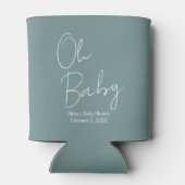Eenvoudig Modern Oh Baby Sage Groen Baby shower Blikjeskoeler (Achterkant)