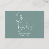Eenvoudig Modern Oh Baby Sage Groen Baby shower Informatiekaartje (Voorkant)