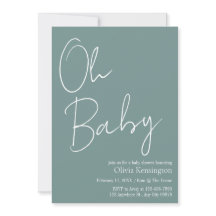 Eenvoudig Modern Oh Baby Sage Groen Baby shower