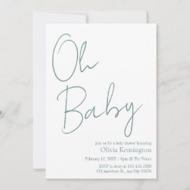 Eenvoudig Modern Oh Baby Sage Groen Baby shower Kaart