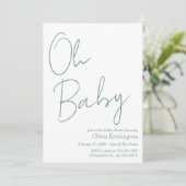Eenvoudig Modern Oh Baby Sage Groen Baby shower Kaart (Staand voorkant)