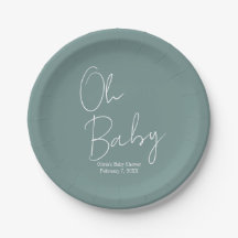 Eenvoudig Modern Oh Baby Sage Groen Baby shower