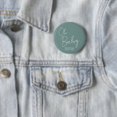 Eenvoudig Modern Oh Baby Sage Groen Baby shower Ronde Button 5,7 Cm (In situ)