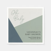 Eenvoudig Modern Oh Baby Script Sage Green Tricolo Servet (Voorkant)