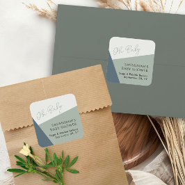 Eenvoudig Modern Oh Baby Script Sage Green Tricolo Vierkante Sticker