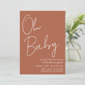 Eenvoudig Modern Oh Baby Terracotta Baby shower Kaart (Staand voorkant)