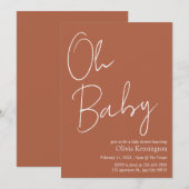 Eenvoudig Modern Oh Baby Terracotta Baby shower Kaart (Voorkant / Achterkant)