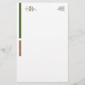 Eenvoudig Modern Olijfgroen Goud Monogram Briefpapier (Voorkant)