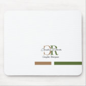 Eenvoudig Modern Olijfgroen Goud Monogram Muismat (Voorkant)