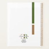 Eenvoudig Modern Olijfgroen Goud Monogram Planner (Achterkant)