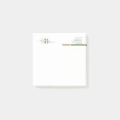 Eenvoudig Modern Olijfgroen Goud Monogram Post-it® Notes (Voorkant)