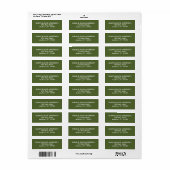 Eenvoudig Modern Olijfgroen retour adres label (Full Sheet)