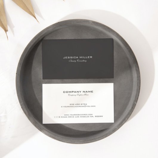 Eenvoudig Modern Omkeerbaar Grijs en Wit Visitekaartje