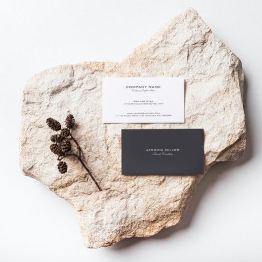 Eenvoudig Modern Omkeerbaar Grijs en Wit Visitekaartje