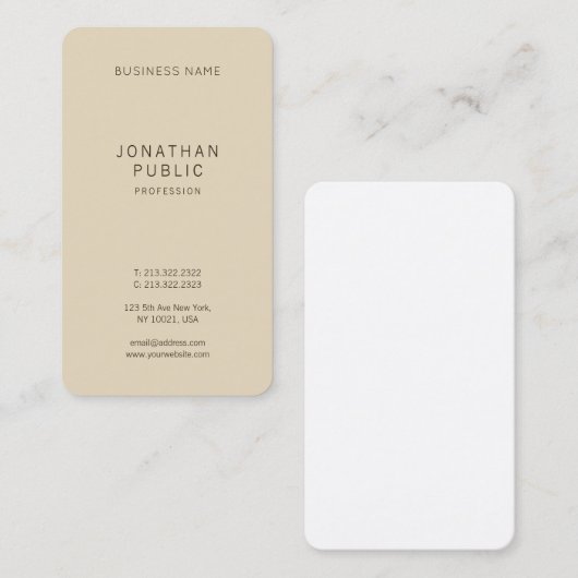 Eenvoudig Modern Ontwerp Elegant Beige Sjabloon Ko Visitekaartje (Voorkant / Achterkant)