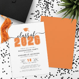 Eenvoudig Modern Oranje Afstudeerfeestje Kaart