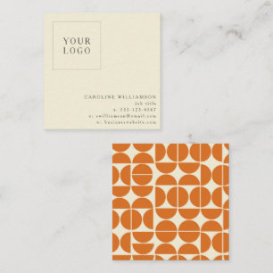 Eenvoudig Modern Oranje Geometrisch Uw Logo Aangep Vierkante Visitekaartje