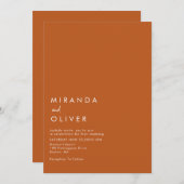 Eenvoudig modern Oranje monogram gebrand Kaart (Voorkant / Achterkant)