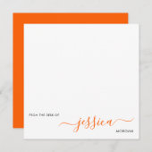 Eenvoudig modern oranje script notitiekaartje (Voorkant / Achterkant)