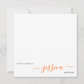 Eenvoudig modern oranje script notitiekaartje (Voorkant)