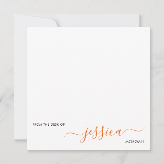 Eenvoudig modern oranje script notitiekaartje (Voorkant)