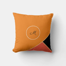 Eenvoudig modern Oranje zwart-wit monogram Kussen