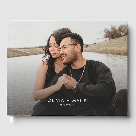 Eenvoudig Modern Paar Casual Fotobruiloft Gastenboek (Voorkant)