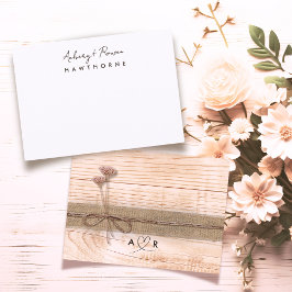Eenvoudig Modern Paar Hout Rustieke Blush Wildflow Notitiekaartje