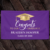 Eenvoudig modern Paars Afstuderen Spandoek