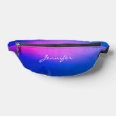 Eenvoudig Modern Paars Roze Blauw Met Script Naam Heuptasje (Liggend)