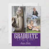 Eenvoudig modern Paarse foto afstudeerfeest Kaart (Achterkant)