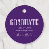 Eenvoudig modern Paarse foto Afstuderen Bedankjes Labels (Achterkant)