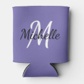 Eenvoudig Modern Paarse Monogram Naam + Initiaal Blikjeskoeler (Voorkant)