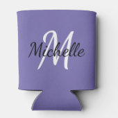 Eenvoudig Modern Paarse Monogram Naam + Initiaal Blikjeskoeler (Achterkant)