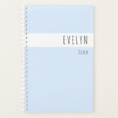 Eenvoudig modern pasteelpoeder blauw per jaar planner (Voorkant)
