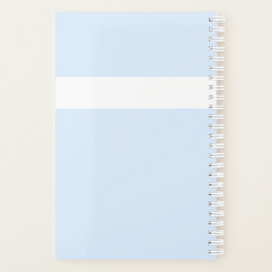 Eenvoudig modern pasteelpoeder blauw per jaar planner (Achterkant)