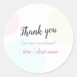 Eenvoudig modern pastel Hartelijk dank voor uw aan Ronde Sticker